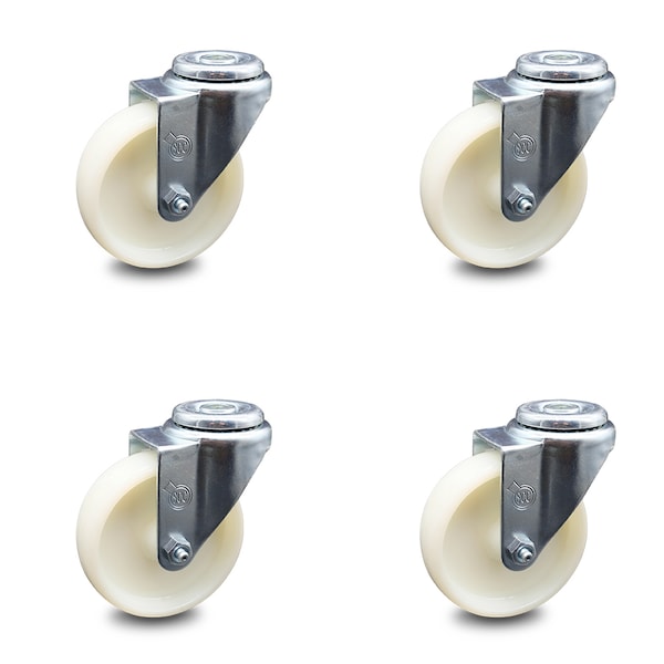 4 Inch Nylon Wheel Swivel Bolt Hole Caster Set